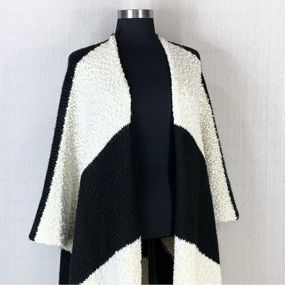 Joan Vass New York~Women's Oversized Wide Stripe Open Front Cardigan~Sz L/XL - Picture 3 of 16